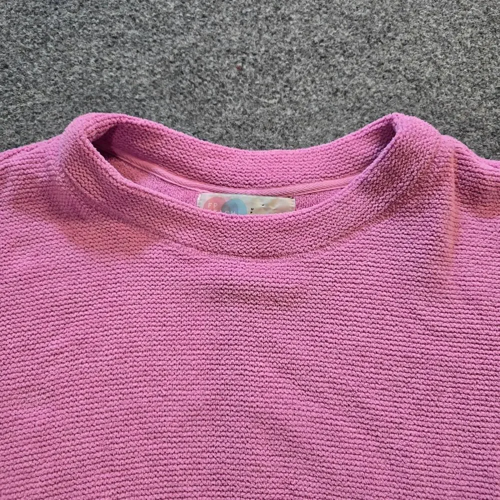 Free People Sweater Women Medium Pink Oversized Textured Long Sleeve Boxy Casual